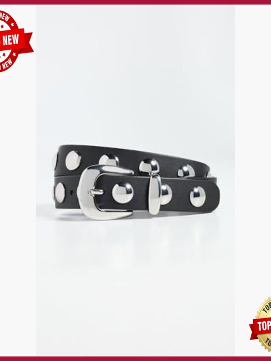 Large Leather Belt with Silver Buckle, Western Style, 1.25in Width main image 4